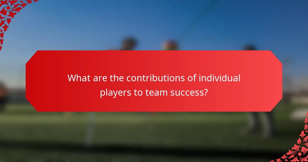 What are the contributions of individual players to team success?